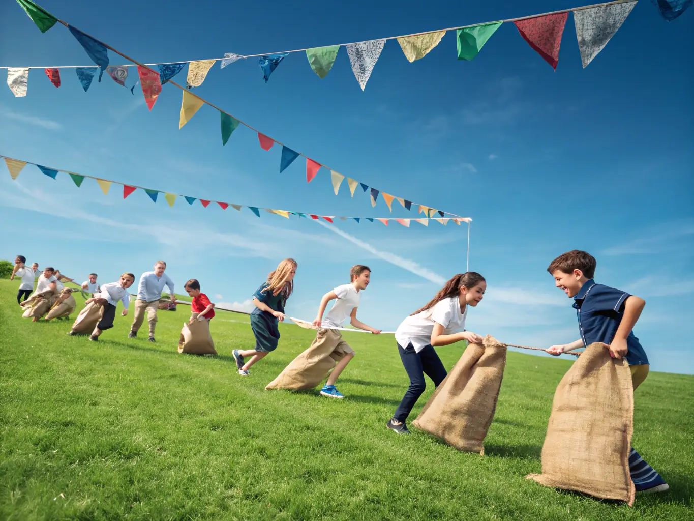 Children playing games and participating in activities during a family-friendly event on the farm, capturing the fun and excitement.
